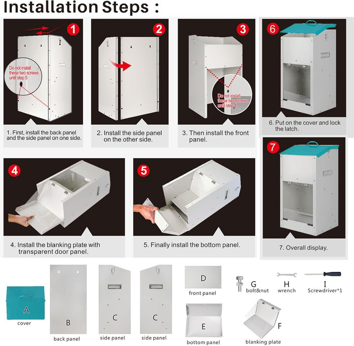 Svauoumu Futterautomat für Hunde - Fassungsvermögen 22 kg, mit Deckel Zum Schutz des Futters, Nageti