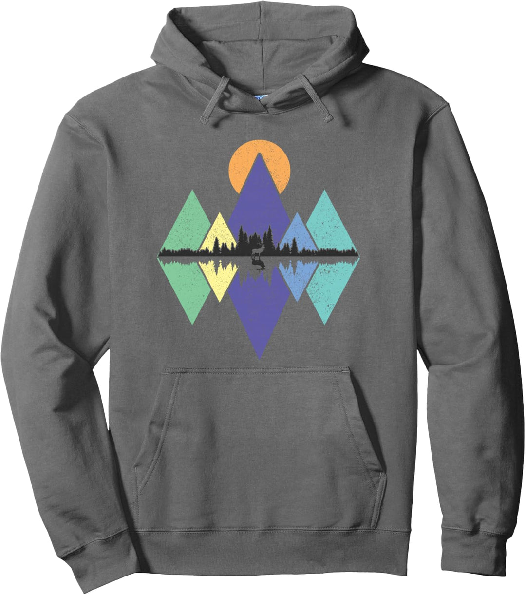 Vintage Berge Elch Jagd Wandern Camping Klettern Geschenk Pullover Hoodie