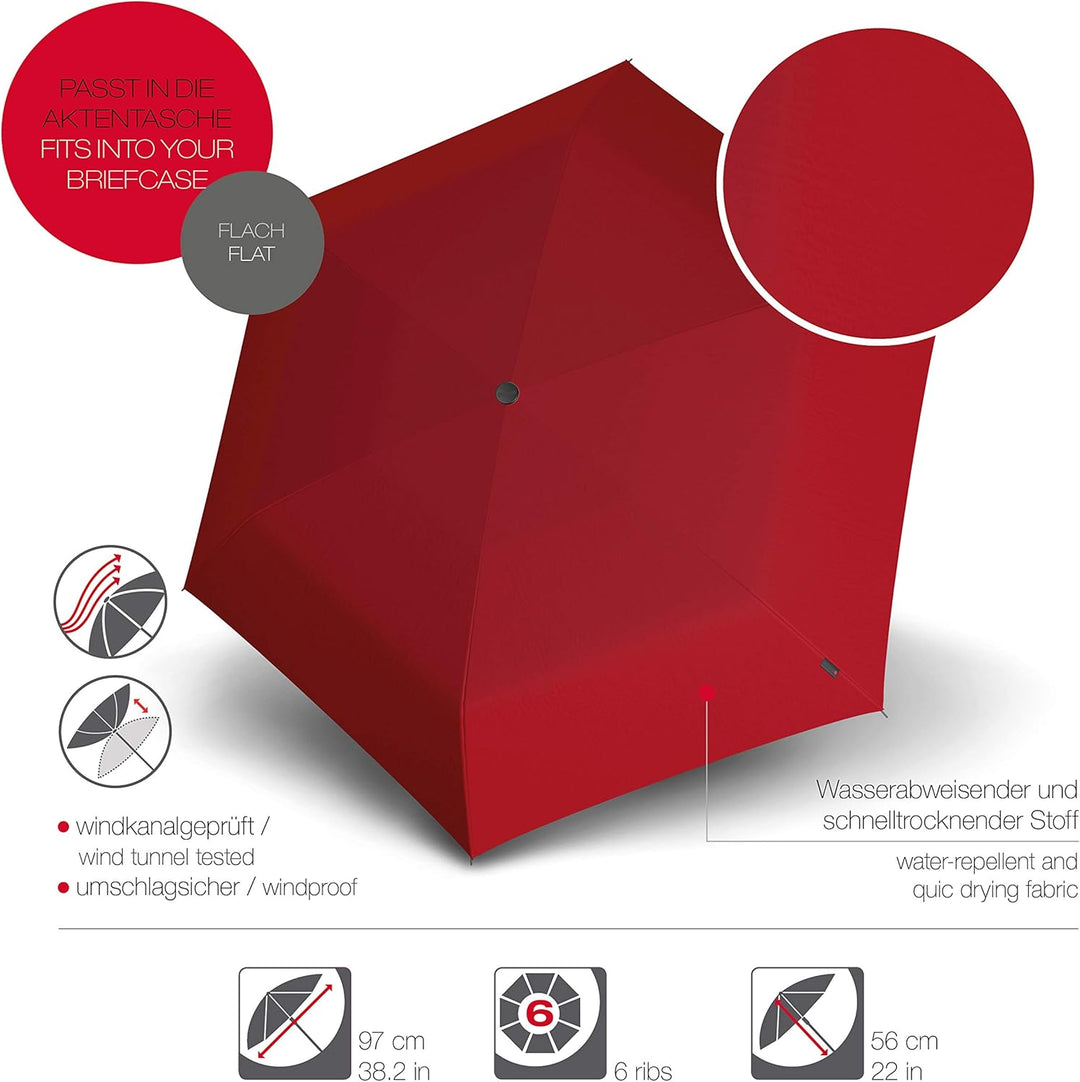 Knirps Taschenschirm TS.200 Slim Medium Duomatic Uni – Auf-Zu-Automatik – Sturmfest – Leicht – Windp