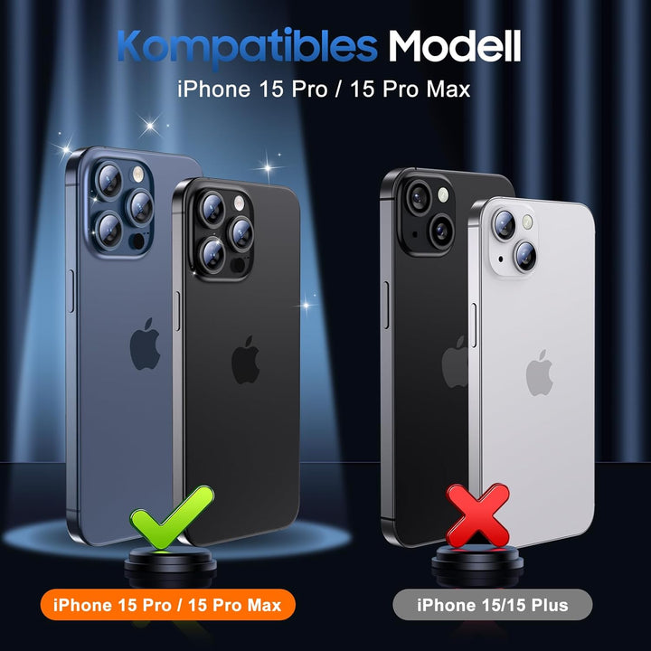 UniqueMe für iPhone 15 Pro/iPhone 15 Pro Max Kameraschutz - [Kratzfest, Stabil] Ultra-Klar 9H Härte