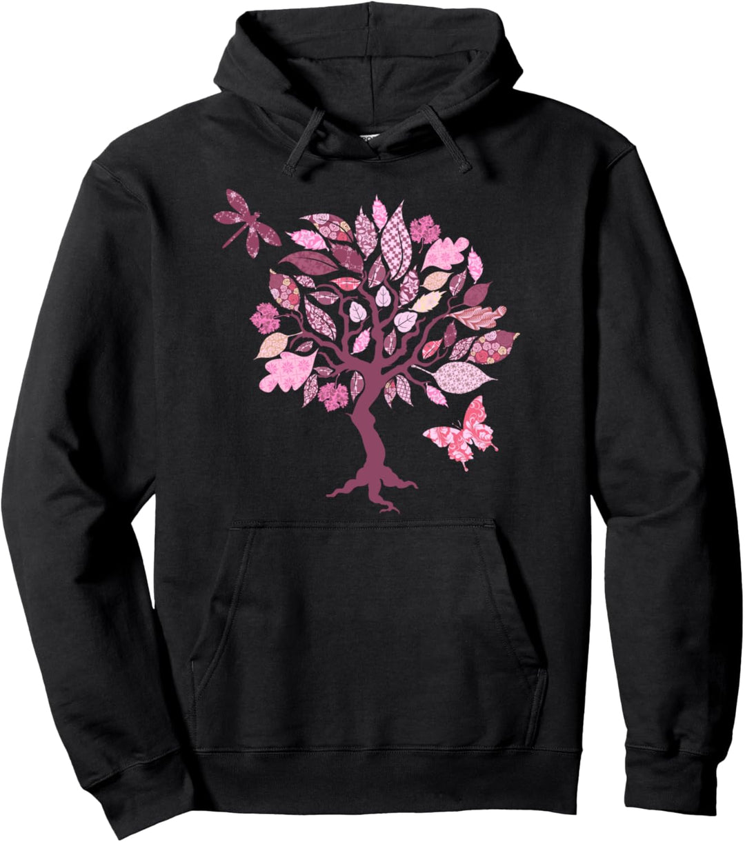 Schmetterlingsbaum Rosa Schmetterlinge und Baum Pullover Hoodie