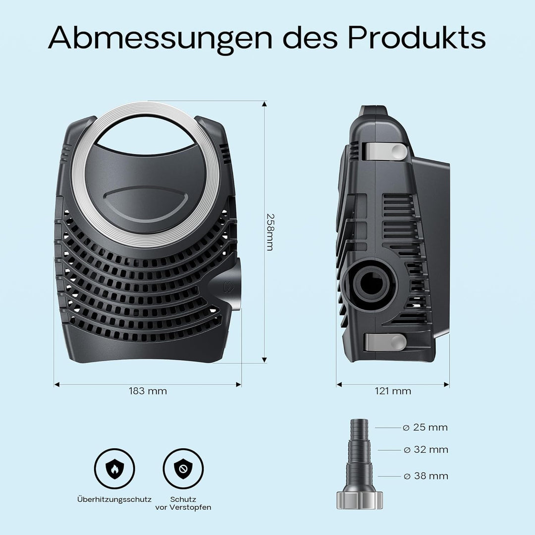 Wiltec Komplettset: CBF-350B Teichfilter bis 60000 L Teichfilteranlage, NEO10000 Teichpumpe 10000l/h