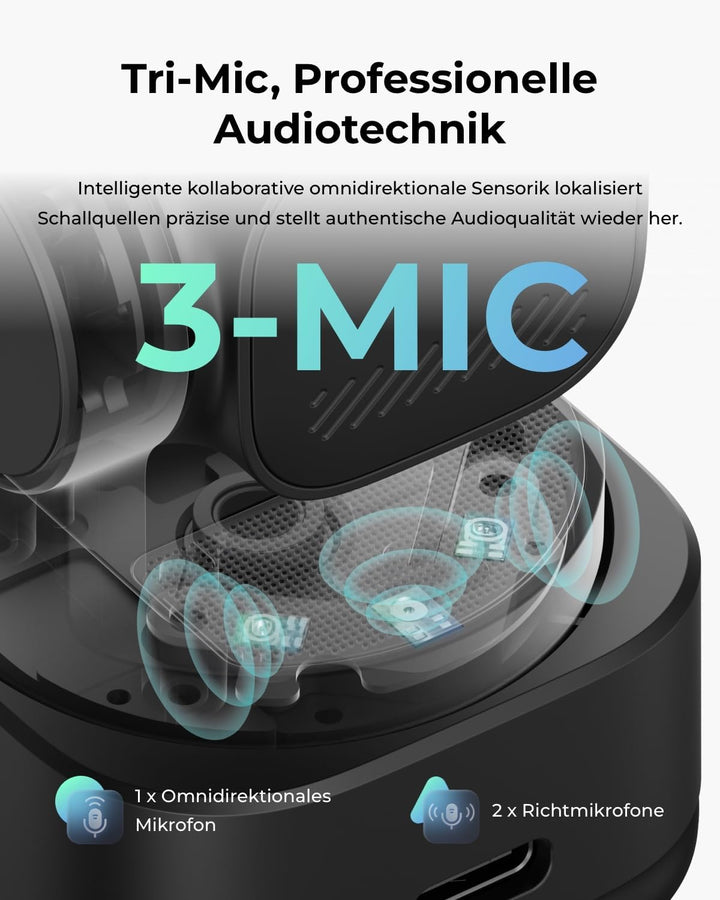 OBSBOT Tiny 3 Lite AI-Powered Spatial Audio 4K Webcam – Kompakte AI-Tracking-PTZ-Kamera mit 1/2"-Sen