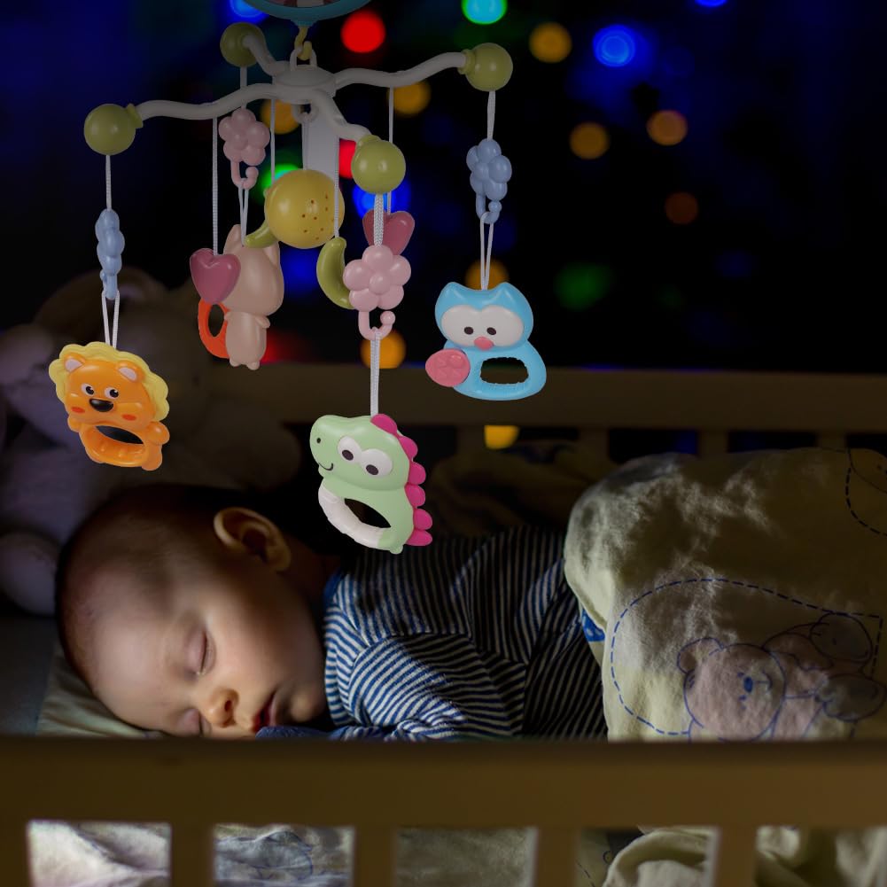 Aolso Babybett-Spielzeug, Mobile für Babybett, Baby Einschlafhilfe Musikspielzeug mit süssen Tieren,