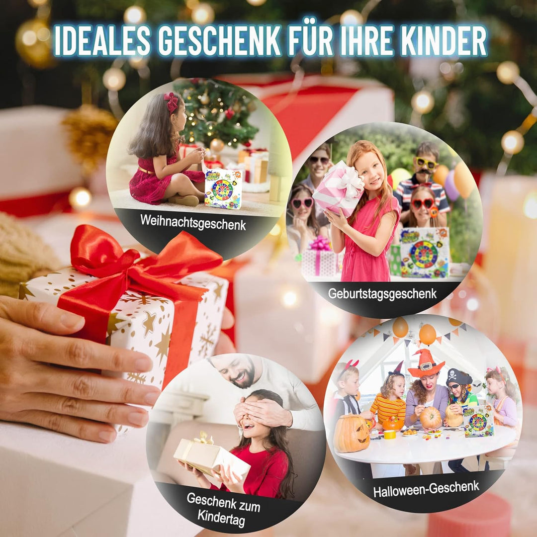 Kinder Klett Dartscheibe, Faltbares Doppelseitiges Spielzeug Dartscheibe mit Tier Motiven und Zahlen