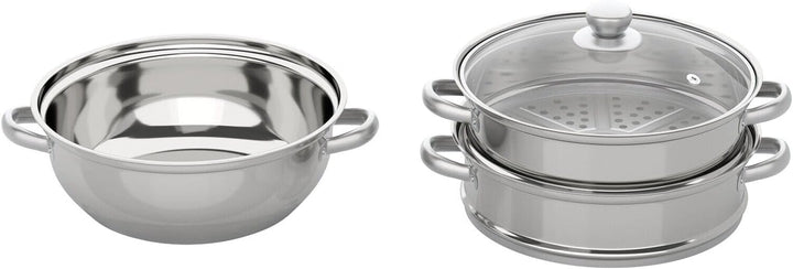 Edelstahl Dampfgarer Dampfkocher Dampfkochtopf Kochtopf Set + Glasdeckel Mit Dampf GemüSe Und Kartof