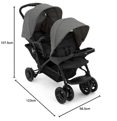 Graco Stadium Duo Geschwisterwagen, Zwillingswagen, 0-15 kg, auch mit Babyschale nutzbar, verstellba