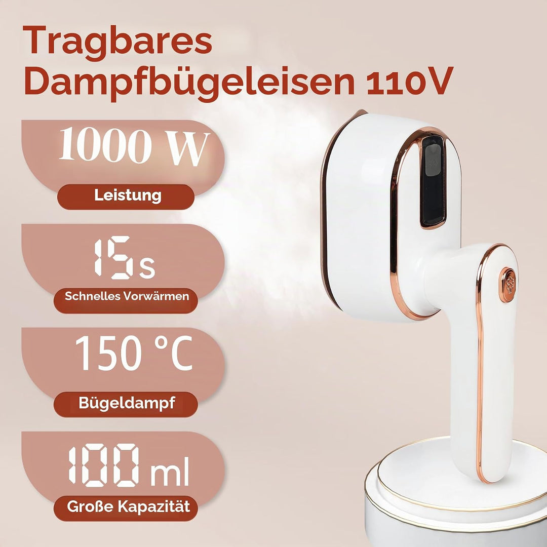 ZStarlite Steamer Dampfbügeleisen Kleidung Keramikplattendesign, Faltbares 1000W Dampfglätter Reiseb
