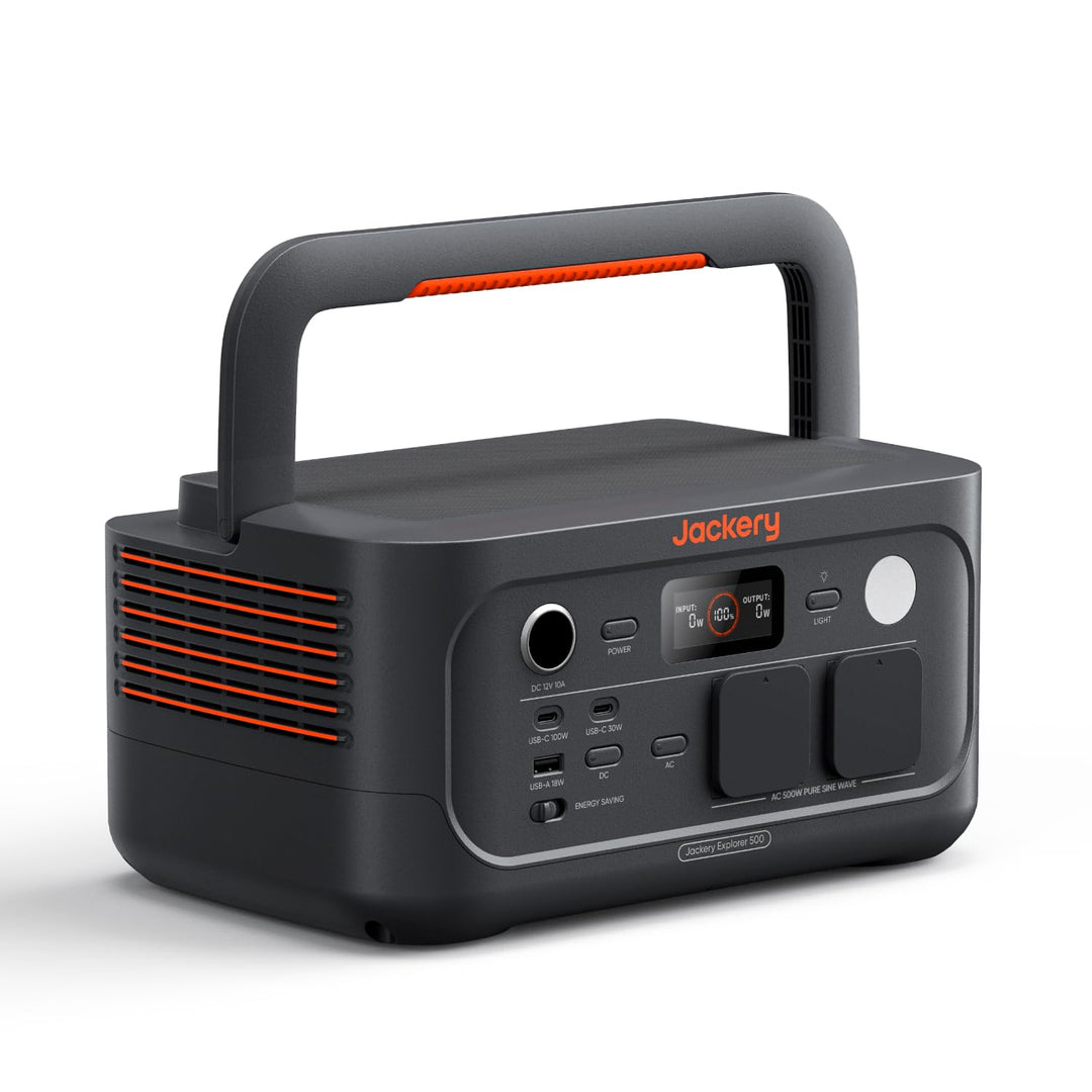 Jackery Explorer 500 V2 Tragbare Powerstation, 512Wh Solargenerator 230V/500W (Spitze 1000W) mit Sch