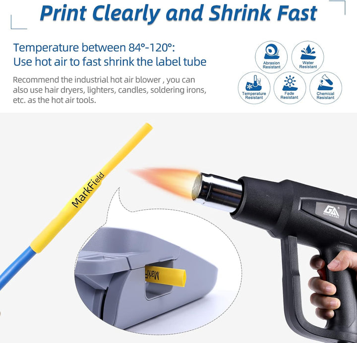 MarkField Kompatible Schriftband Schrumpfschlauch HSe-611 HSe611 5.8mm Bänder Schwarz auf Gelb Kompa