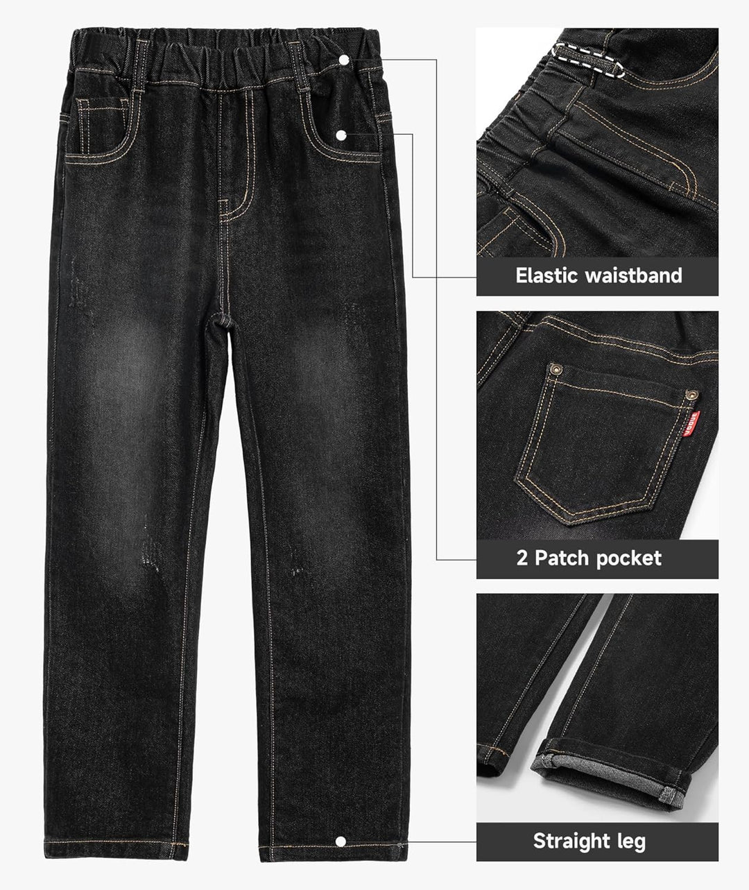 YoungSoul Jungen Jeanshosen - Jeans mit Abschürfungen - Kinder Hose mit elastischem Bund Gr. 128-176