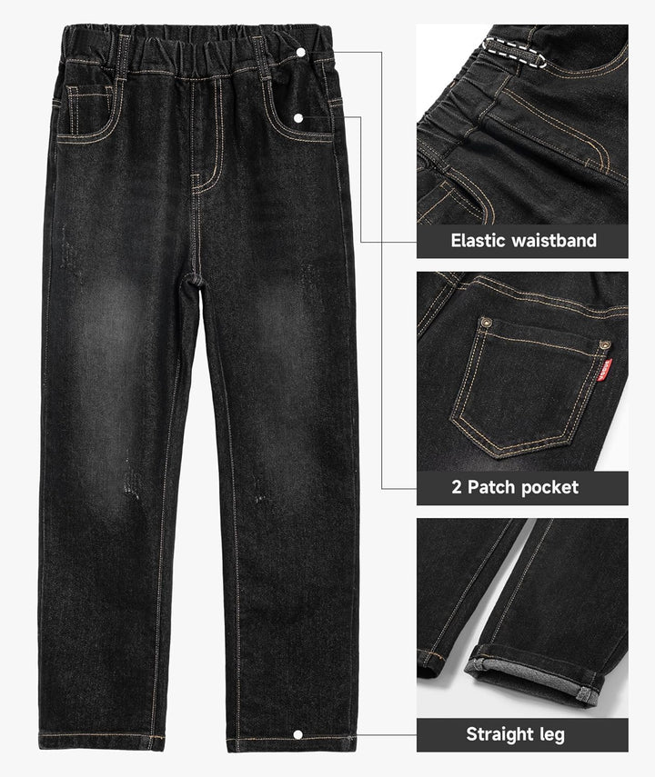 YoungSoul Jungen Jeanshosen - Jeans mit Abschürfungen - Kinder Hose mit elastischem Bund Gr. 128-176
