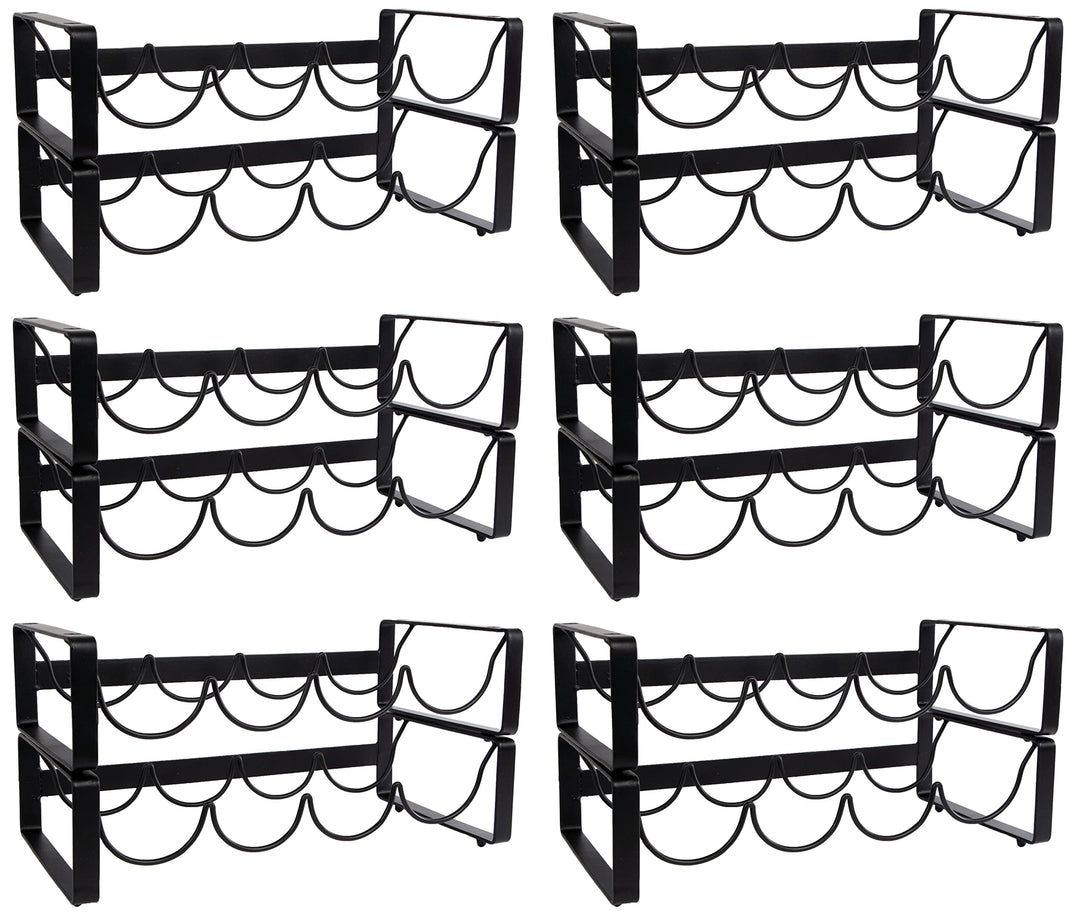 Novaliv Flaschenregal für 48 Flaschen Weinregal schwarz Metall stapelbar 11x40x20 Weinflaschenregal