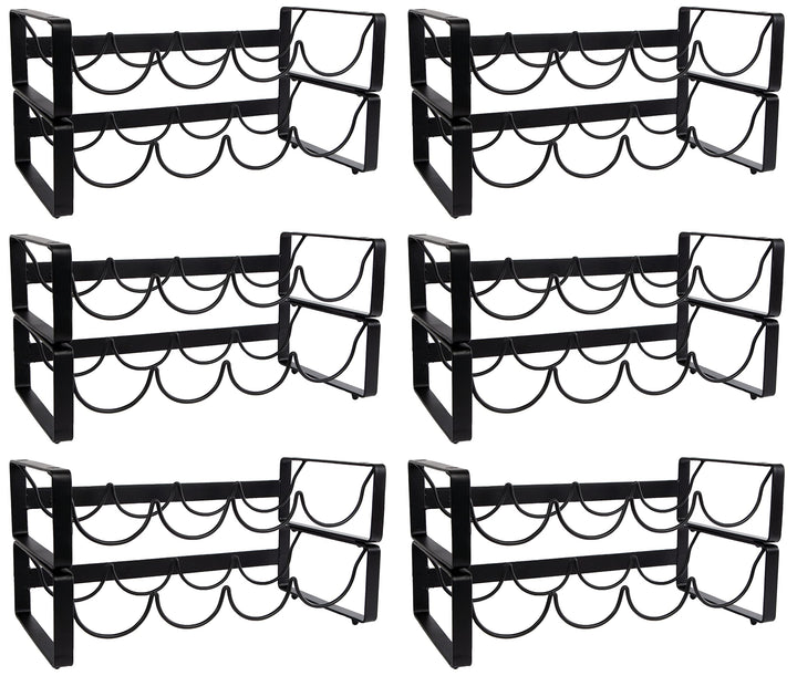 Novaliv Flaschenregal für 48 Flaschen Weinregal schwarz Metall stapelbar 11x40x20 Weinflaschenregal