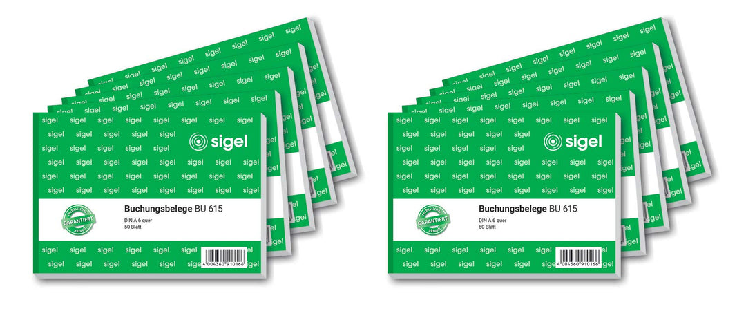 SIGEL BU615/10 Buchungsbeleg A6 quer, 10 Stück á 50 Blatt, 10 Stück