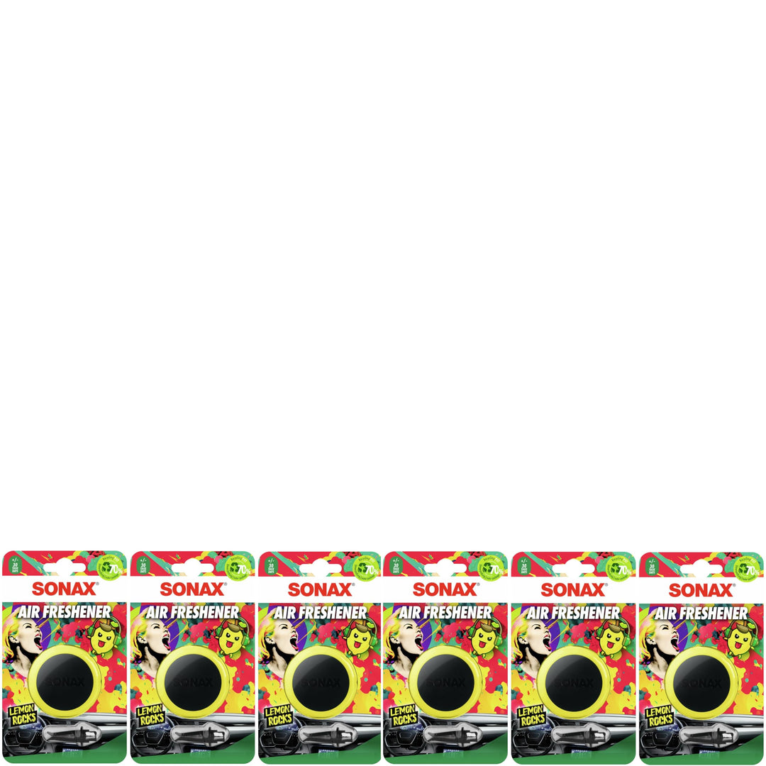 SONAX Air Freshener Lemon Rocks (6x 1 Stück) Lufterfrischer mit Lemon-Duft für EIN intensives, langa