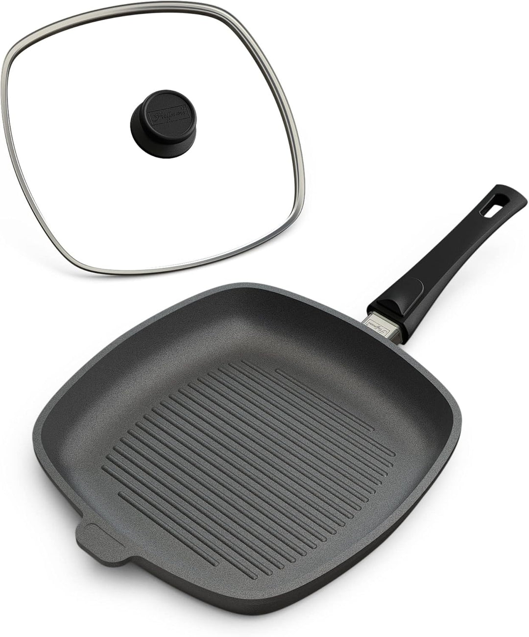 Hoffmann Grillpfanne Induktionsherd mit Deckel 28 x 28 cm I Made in Germany I Backofengeeignet bis 2