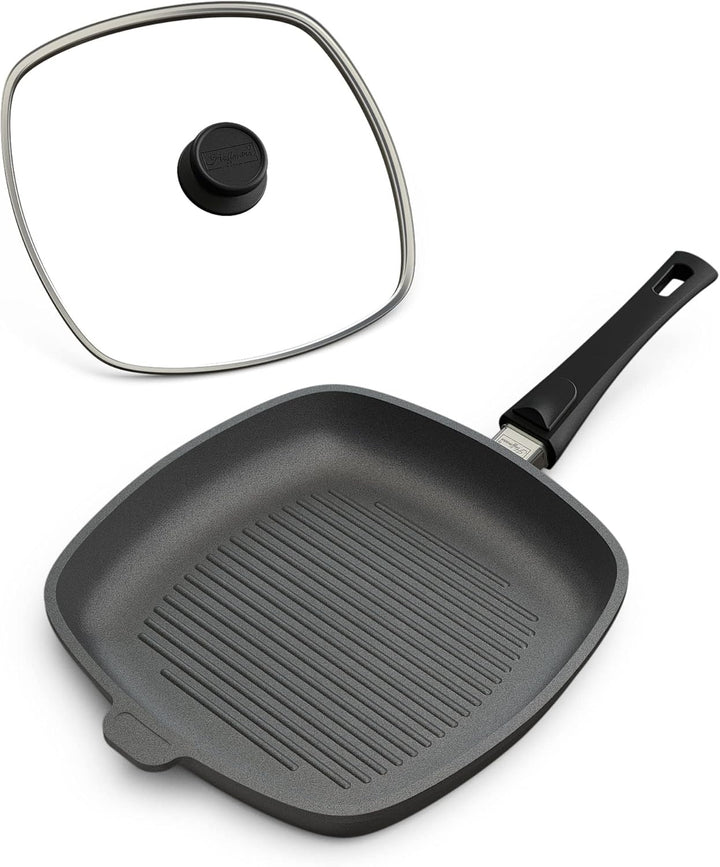 Hoffmann Grillpfanne Induktionsherd mit Deckel 28 x 28 cm I Made in Germany I Backofengeeignet bis 2