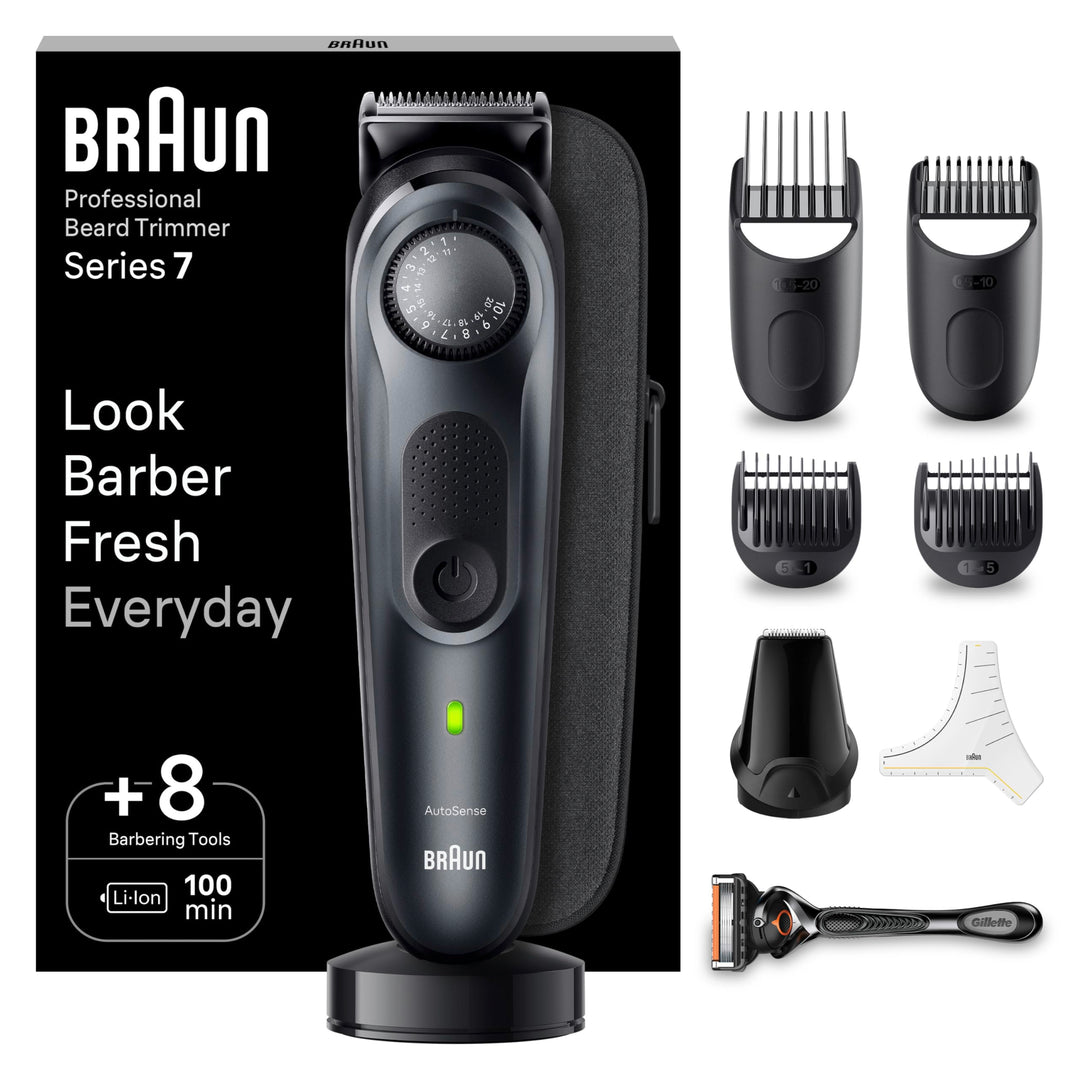 Braun Barttrimmer, Bartschneider/Trimmer/Haarschneider Herren, Haarschneidemaschine Profi, 40 Einste