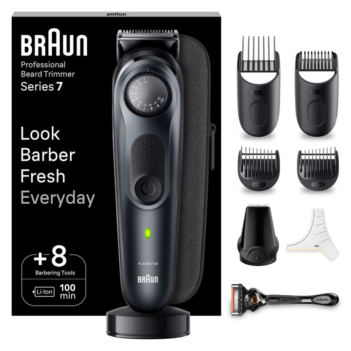Braun Barttrimmer, Bartschneider/Trimmer/Haarschneider Herren, Haarschneidemaschine Profi, 40 Einste
