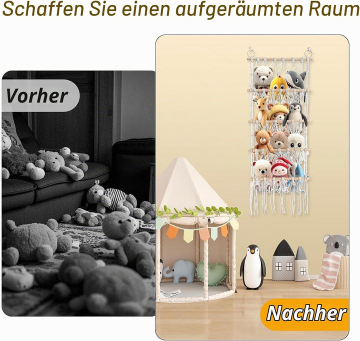Kuscheltier Aufbewahrung,Bohemian-Stil 4 Lagen Stofftier Aufbewahrung Kuscheltiere Kuscheltier Regal