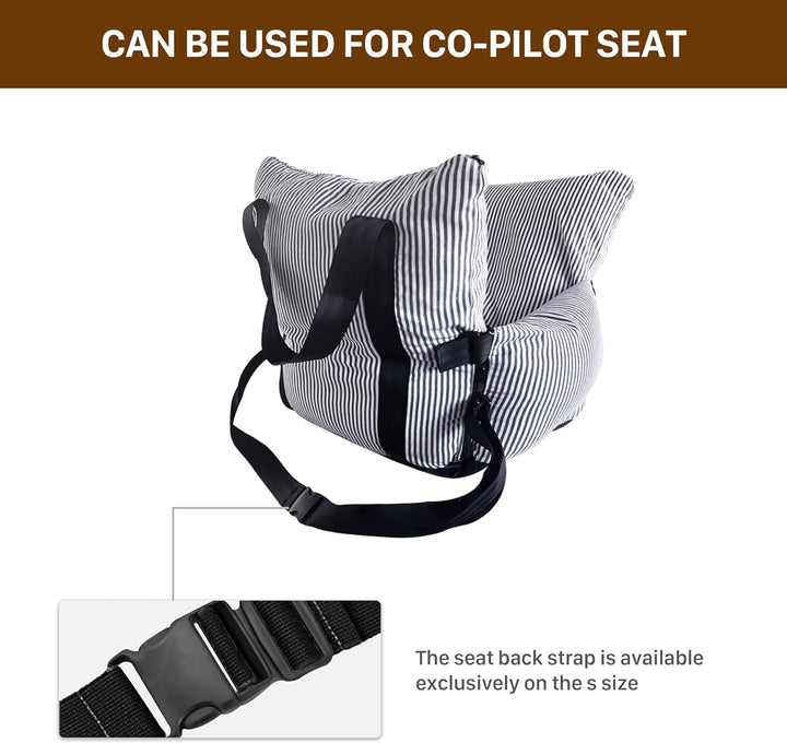 Sicherer Autositz für kleine Hunde, 6 kg – Autokorb mit Gurt, rutschfester Basis &amp; Taschen – abnehmb