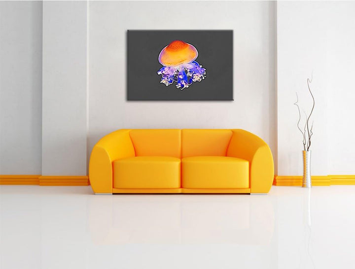 kleine zarte Qualle schwarz/weiss Deluxe Format: 100x70 cm auf Leinwand, XXL riesige Bilder fertig g