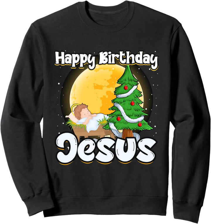 Christliche Religion Weihnachtsbaum Happy Birthday Jesus Sweatshirt