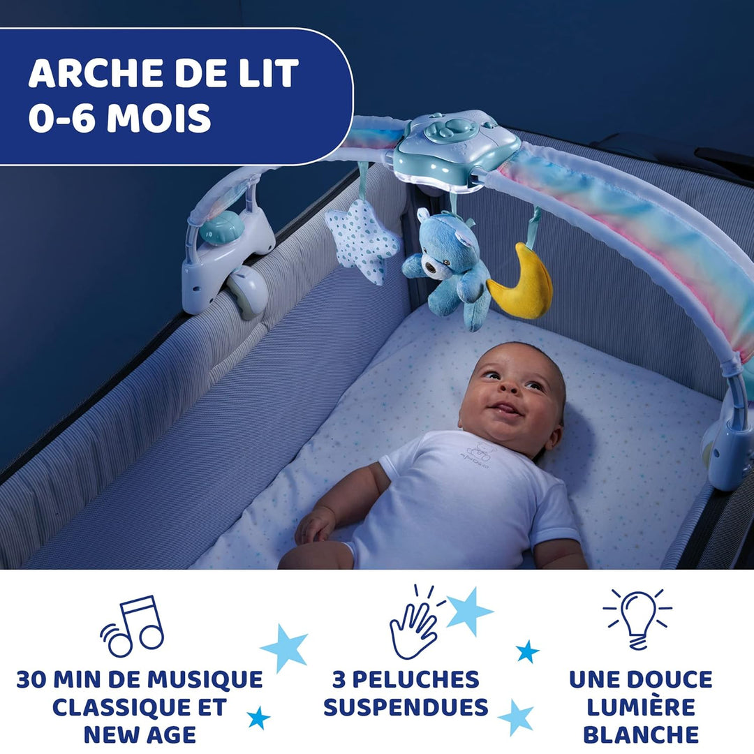 Chicco Regenbogen-Spielbogen für Kinderbett, 2in1 Evolutionskompatibel Next2Me, Babywanne mit Regenb