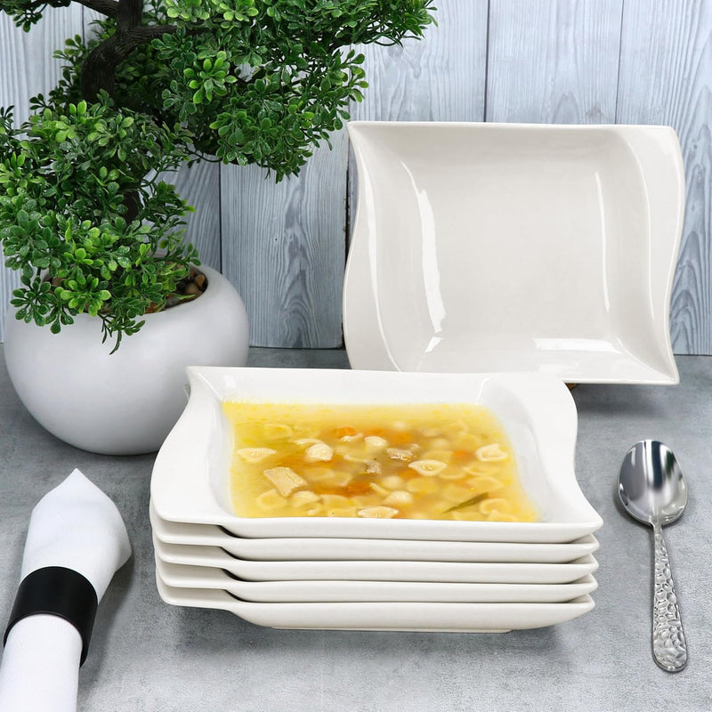 MamboCat Ivory 6er Set Suppenteller I 300ml I elfenbeinweisse Tiefe Porzellan-Teller für 6 Personen