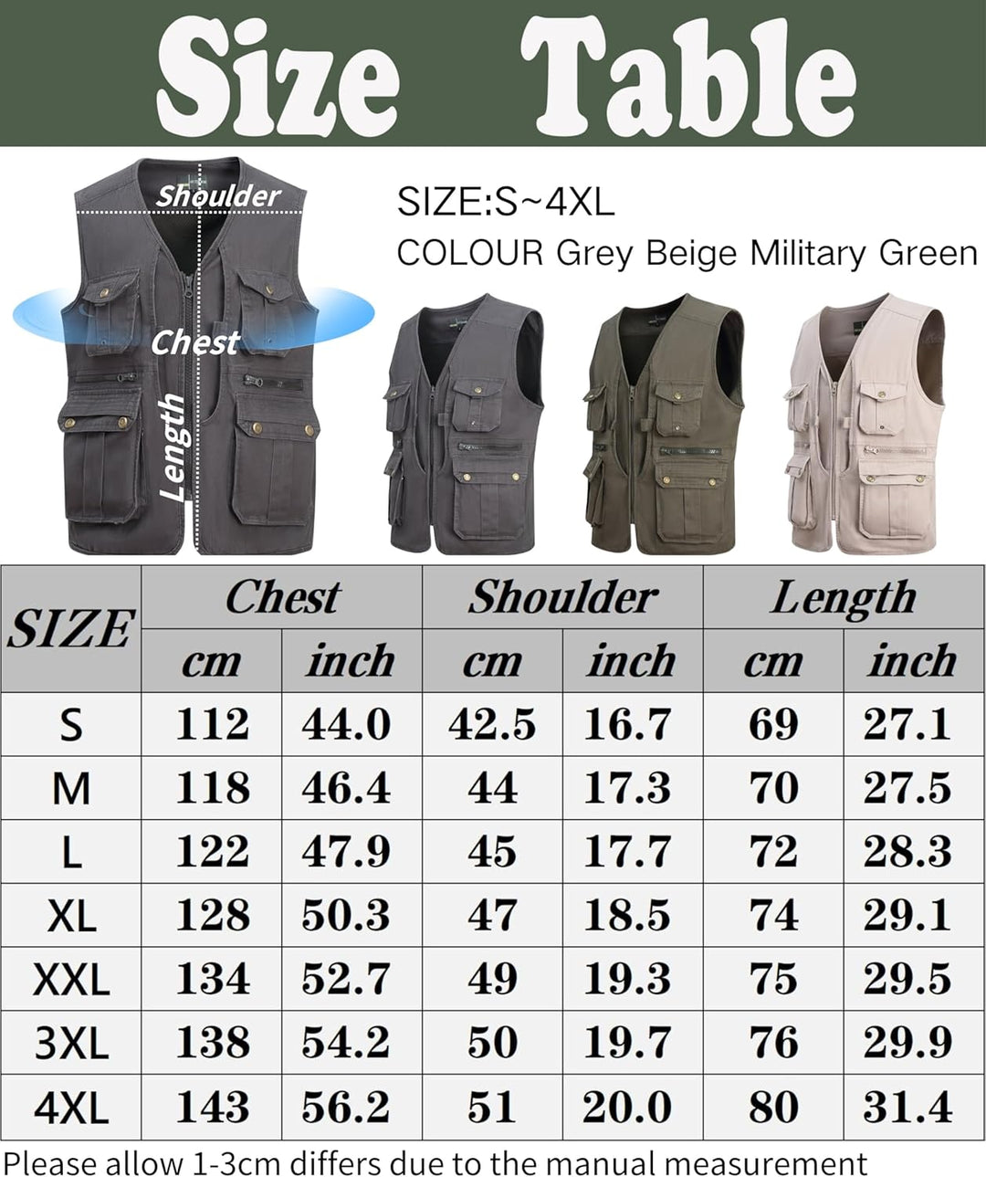 MeiLayM Herren Outdoor Weste Anglerweste mit Vielen Taschen Freizeit Jagd Herrenwesten Sommer Campin