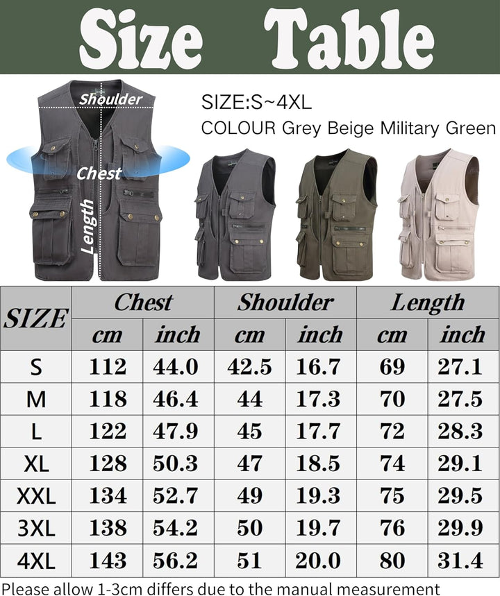 MeiLayM Herren Outdoor Weste Anglerweste mit Vielen Taschen Freizeit Jagd Herrenwesten Sommer Campin