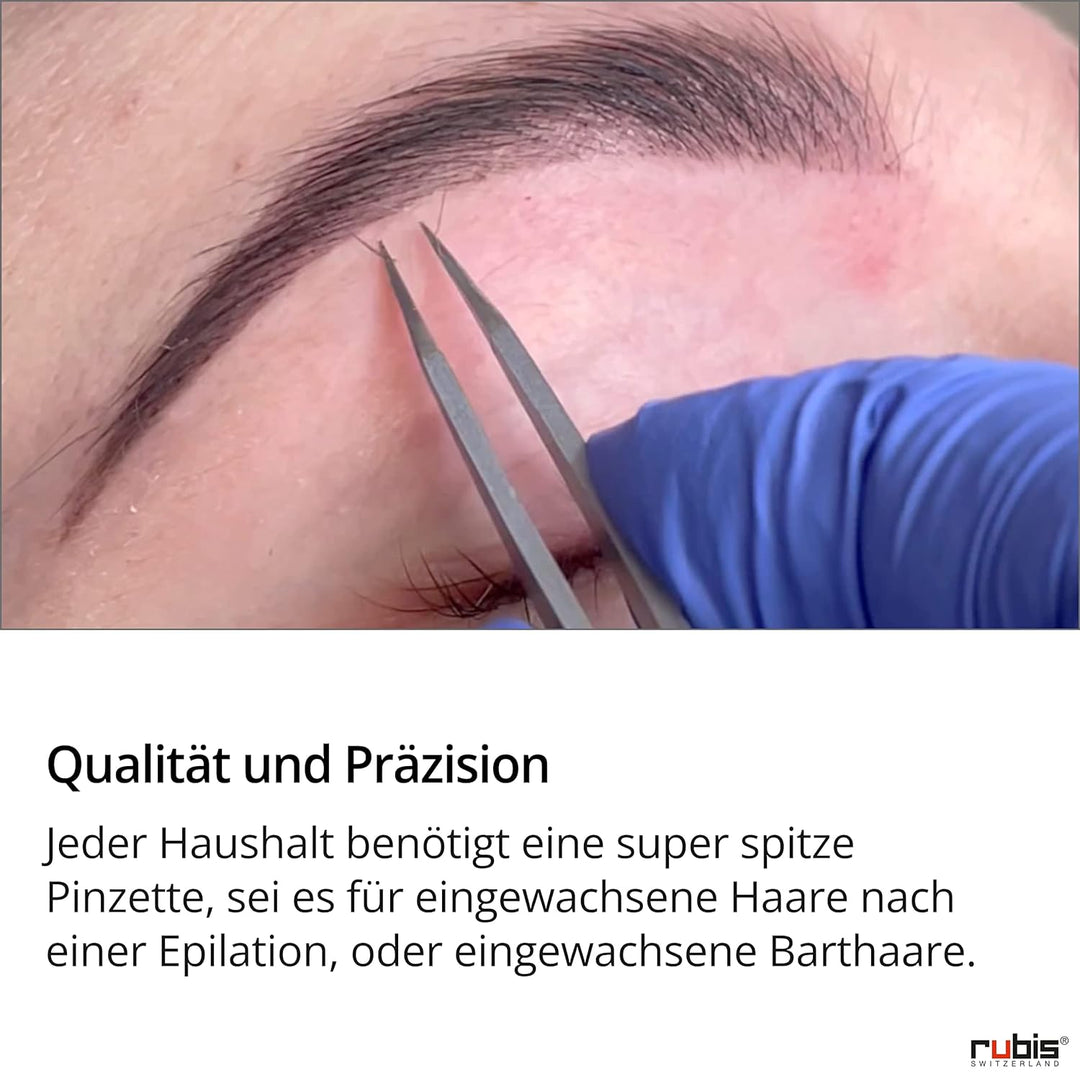 Rubis Splitterpinzette - Spitze Pinzette - schmal und spitz - für Splitter und eingewachsene Haare -