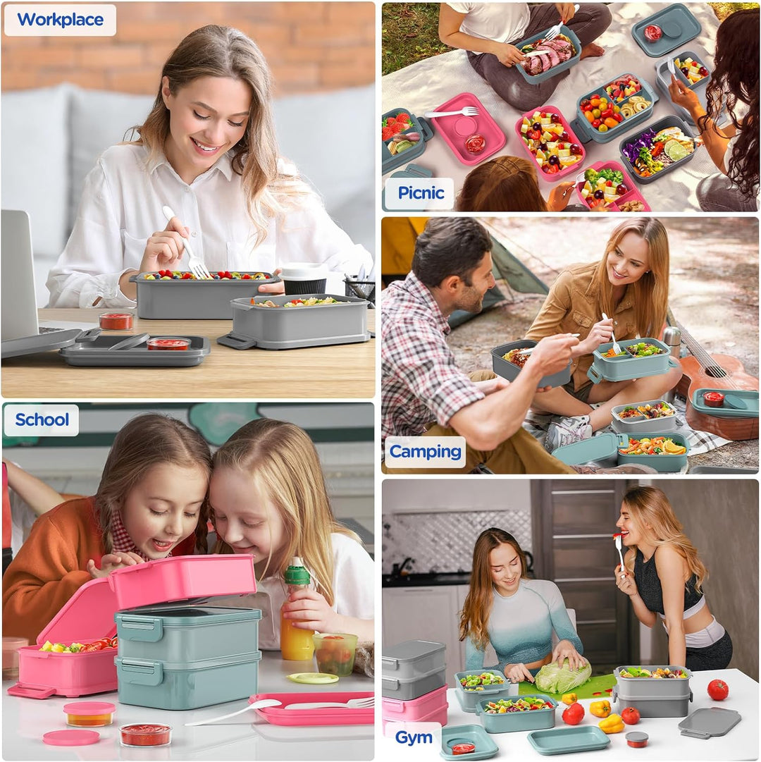 WayEee Lunchbox Erwachsene 2130ml Gross Volumen Bento Box Auslaufsicher Brotdose Erwachsene BPA Frei