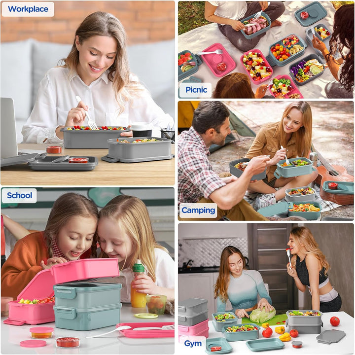 WayEee Lunchbox Erwachsene 2130ml Gross Volumen Bento Box Auslaufsicher Brotdose Erwachsene BPA Frei