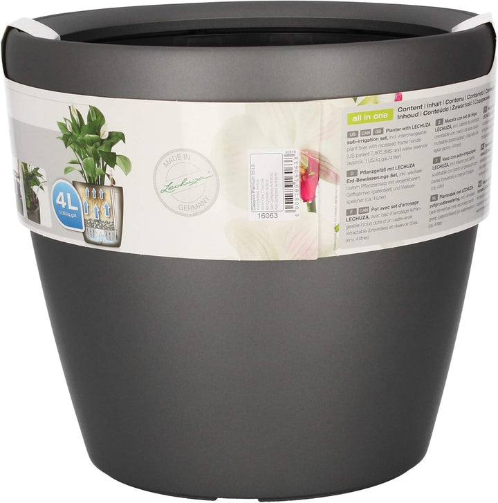 LECHUZA CLASSICO Premium LS 35 anthrazit metallic 16063 36x36x32.5 cm Anthrazit Metallic Einzel, 36x