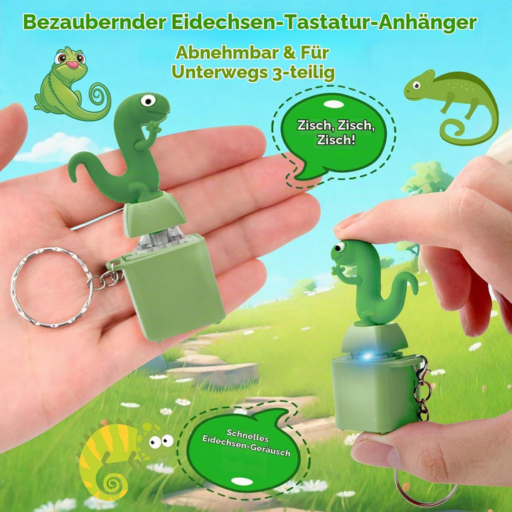 xinrongda Lizard Keychain Sound, 3 Stück Lizard Button Fidget Keychain, Eidechsen-Schlüsselanhänger