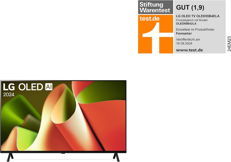 LG OLED55B4ELA TV 139 cm (55 Zoll) OLED Fernseher (α8 4K AI-Prozessor, webOS 24, Dolby Vision, bis z