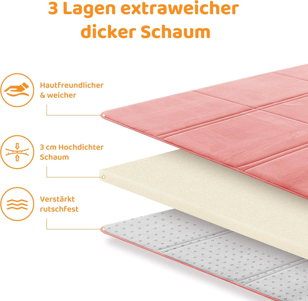 BYBYME 3cm Dicke Faltbare Krabbelmatte Baby, 80x150cm Spielmatte mit Rutschfester Unterseite, Weiche