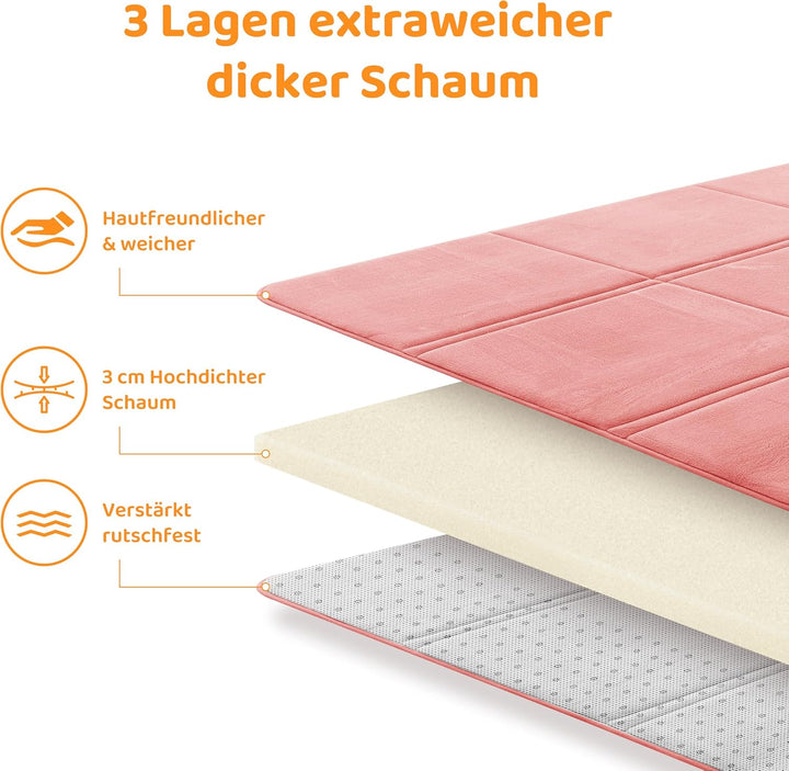 BYBYME 3cm Dicke Faltbare Krabbelmatte Baby, 80x150cm Spielmatte mit Rutschfester Unterseite, Weiche