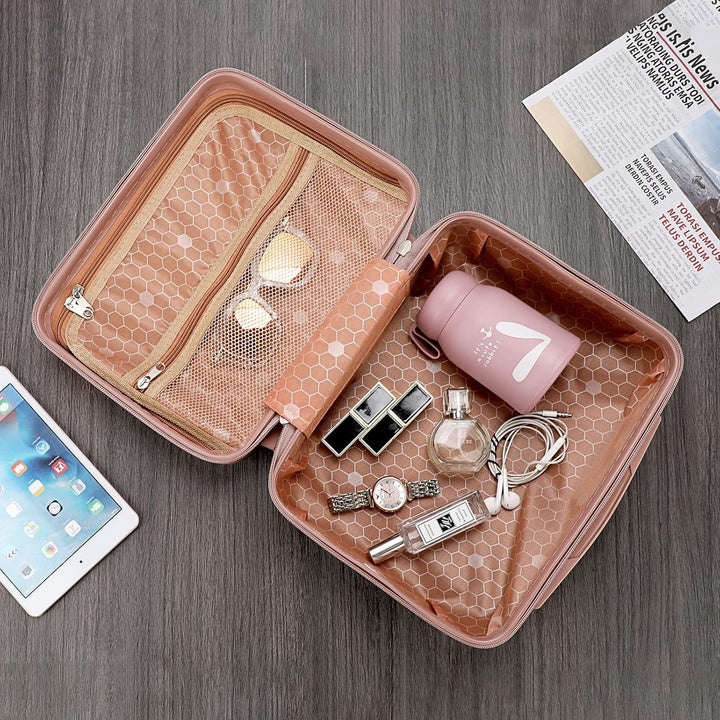 BSTKEY Tragbare Hartschalen-Kosmetik-Reisetasche, kleines Reise-Handgepäck mit Gummiband, Mini-ABS-T