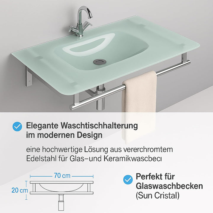 Art of Baan Waschtisch-Halterung I Wandkonsole für Waschbecken oder Waschtischplatte I Handtuch-Halt