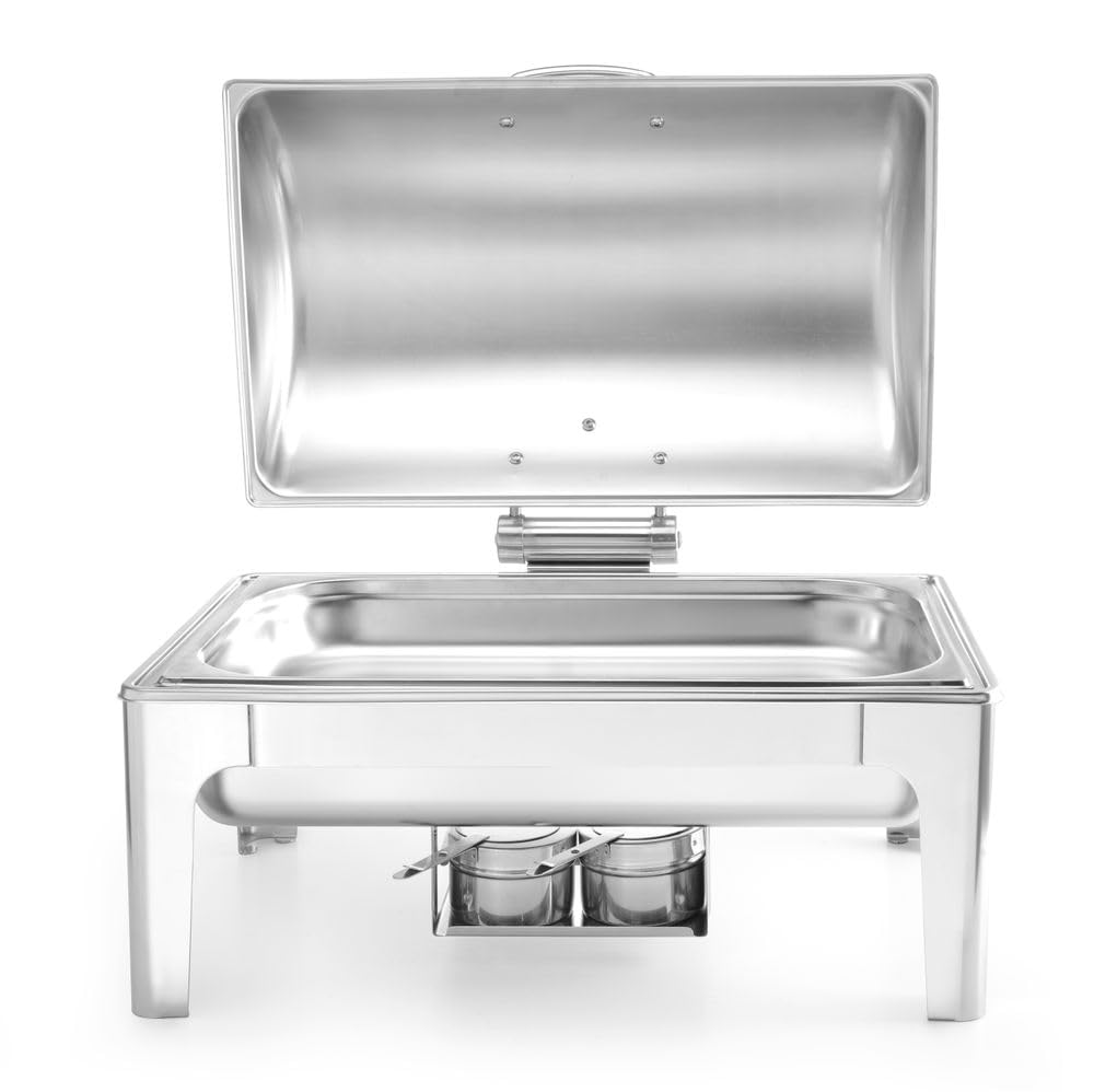 HENDI Chafing Dish, Spiegelglanz, Inkl. zwei Brennpastenbehälter, einer Lebensmittelpfanne, einem Wa