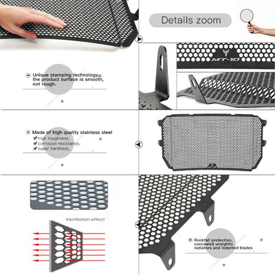 MT-10 FZ-10 Edelstahl Kühlerschutzgitter Schutzgitter Kühlergitter & Ölkühlerabdeckung Motorradzubeh