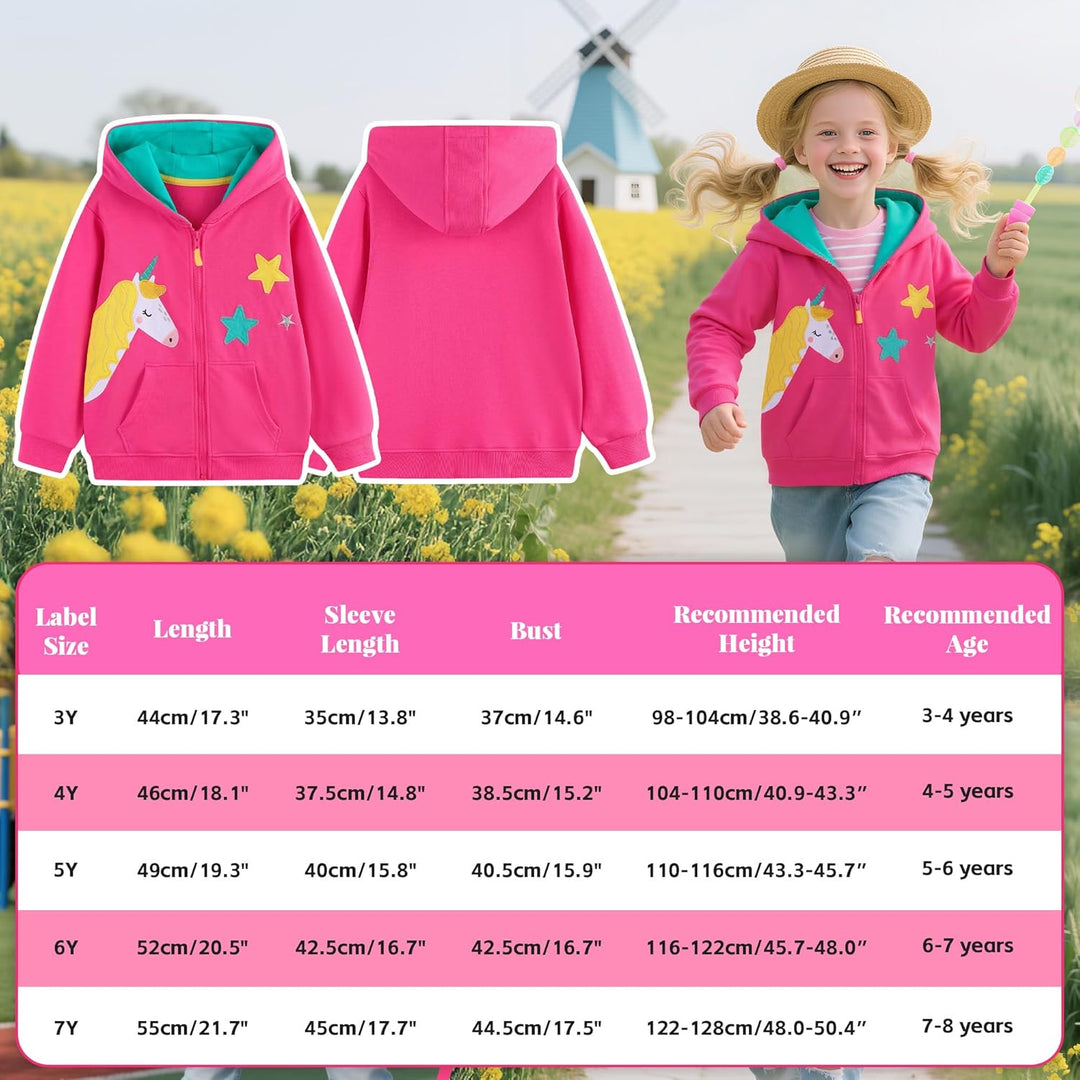 Kapuzenpullover Mädchen Zip Up Hoodie Langarm Warm Baumwolle Tiere Sweatjacke Pullover Hoody Sweatsh