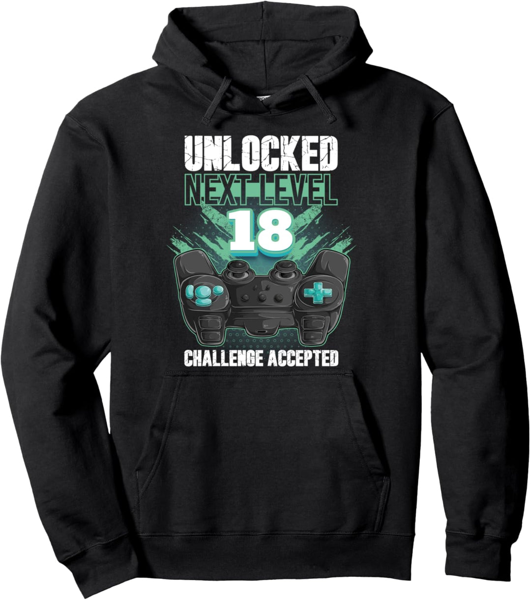 Gamer Level 18 Geburtstag Männer Frauen Jungen Mädchen Pullover Hoodie