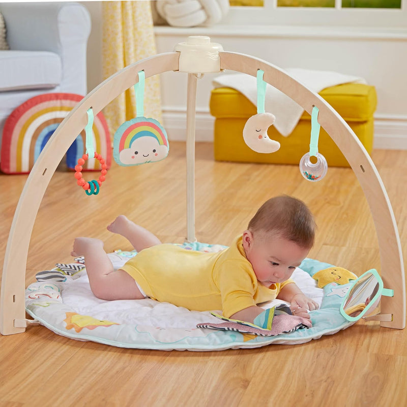 B. baby – Spielbogen Baby aus Holz – Weiche Krabbeldecke – mit Sensorik Spielzeug zum Aufhängen – Sp