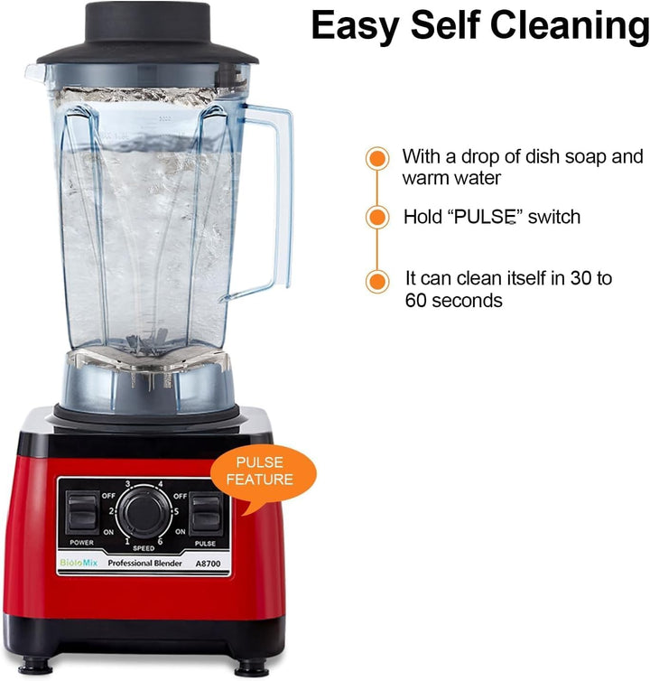 BioloMix Standmixer 2200W SmoothieMixer,Selbstreinigungs Funktion,Hochleistungsmixer mit 2L Behälter