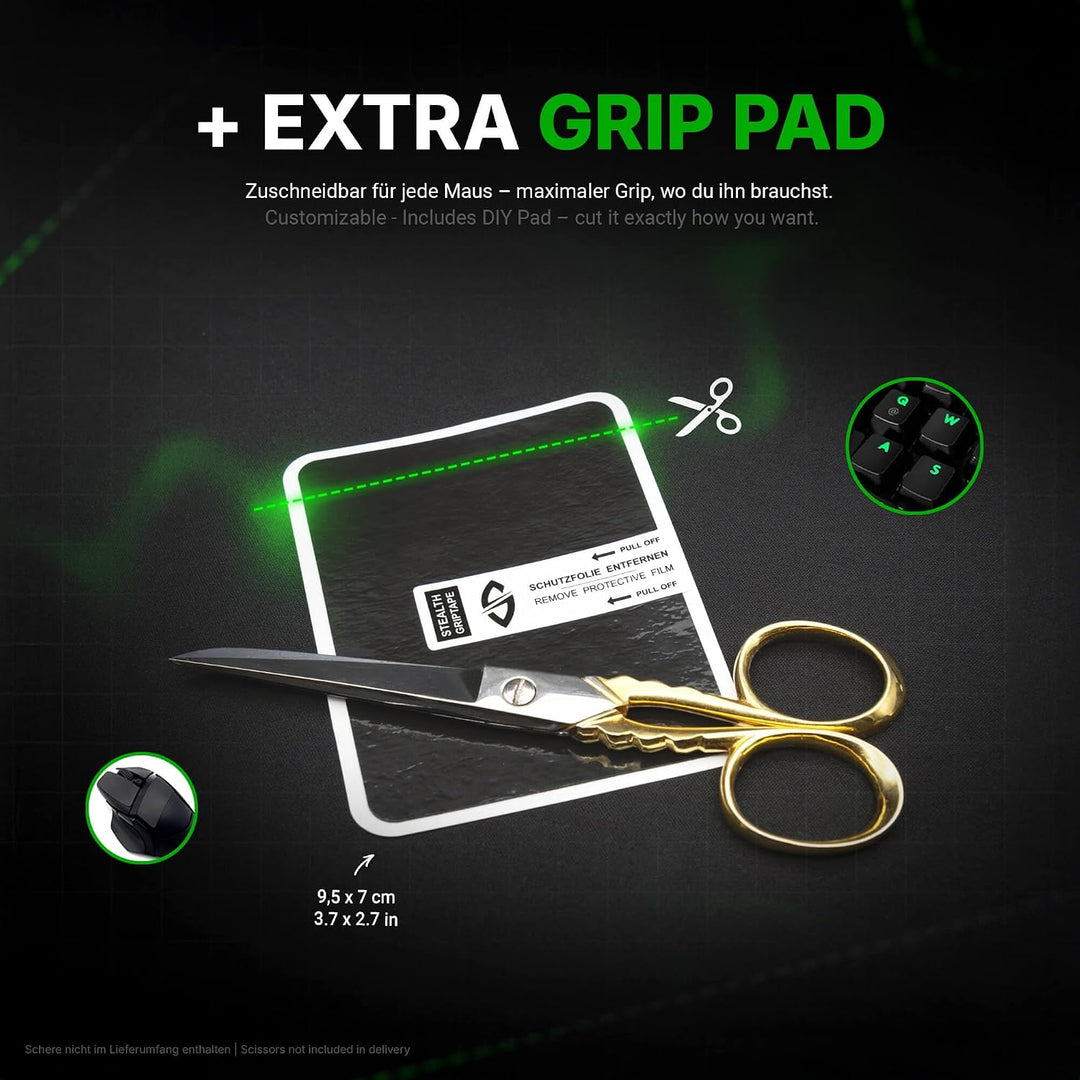 SensoryBoost Maus Grip Tape – kompatibel mit Steelseries Aerox 5 inkl. Zuschnitt-Pad – Schweissabsor
