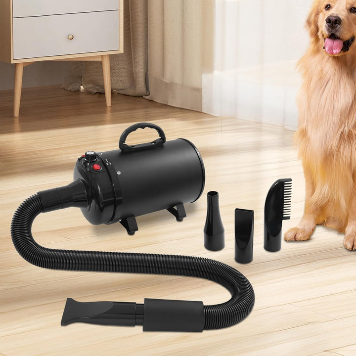 Hundefön Blower mit 4 Düsen - 2200W Profi Blower Hund, Leiser Hundepflege Trockner Gebläse für Hunde
